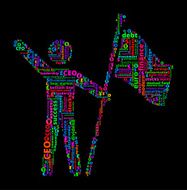Stick Figure Holding on Business and Finance Word Cloud N2