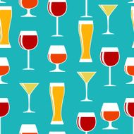 Alcoholic Glass Silhouette Seamless Pattern Background Vector Il N11