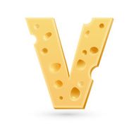 Cheese V letter Symbol isolated on white