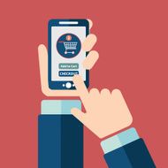 Mobile shopping button flat design