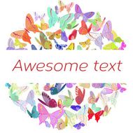 Colorful poster with butterflies arranged in circle shape