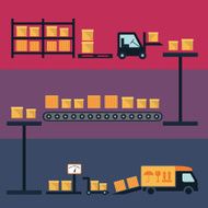 Cargo and delivery shipping process icons N2