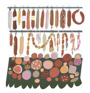 Sausage sale - many sorts on the shelves
