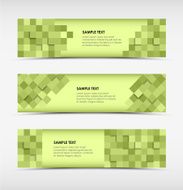 Abstract horizontal banners with green squares