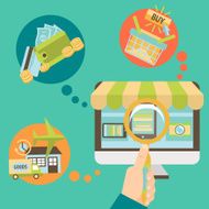 Business hand searching online shop