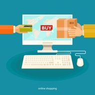 Online shopping e-commerce concept Vector flat illustration