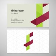 Modern letter F origami Business card template N2