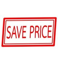 Save price red stamp text on white