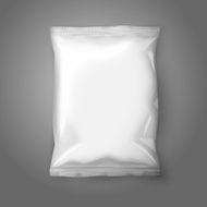 Blank white realistic foil snack pack isolated on grey background
