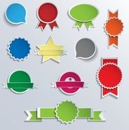 Set of colorful 3d paper labels and badges