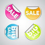Set of fresh colors sale labels and stickers