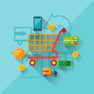 Illustration concept of internet shopping in flat design style