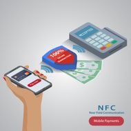 Mobile payment concept with a symbol of credit card on N5