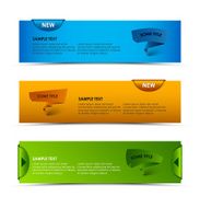 Modern horizontal banners with ribbons and pointers