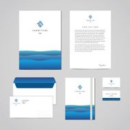 Corporate identity furniture company blue design template