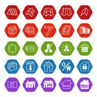 Sale buildings materials (roof facade) site icons set N3