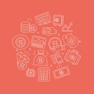 Business finance line icon circle set N4