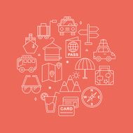 Travel line icon circle set N3