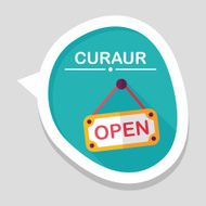 shopping store sign flat icon with long shadow eps10 N166