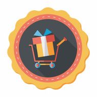 shopping cart flat icon with long shadow N46