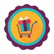 shopping cart flat icon with long shadow N47