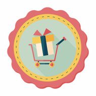 shopping cart flat icon with long shadow N48