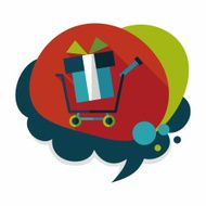 shopping cart flat icon with long shadow N49