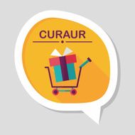 shopping cart flat icon with long shadow N50