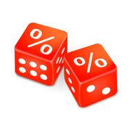 percent signs on two red dice