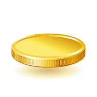 Golden shiny coin isolated on white background N2