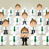 Concept of businessman and jigsaw puzzle crowd