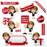 People Set - Shopping Woman with sale design set