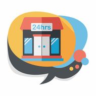 Building convenient store flat icon with long shadow eps10 N33