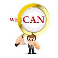 People Set - Business Businessman We can and magnifying glass