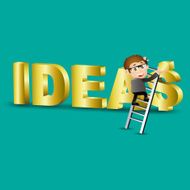 Businessman climb the stair to ideas dollar