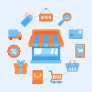 Flat vector icons - shopping concept