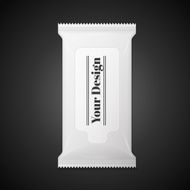 White wet wipes package isolated on black background