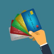 Hand holding credit card vector N3
