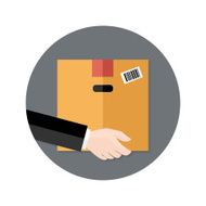 Delivery Flat Circle Icon Hand holding Package