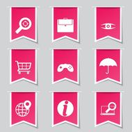 SEO Internet Sign Label Vector Pink Icon Design Set 10