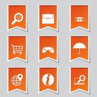 SEO Internet Sign Label Vector Orange Icon Design Set 10