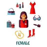 Female shopping flat icons N2