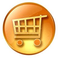shopping cart icon yellow isolated on white background