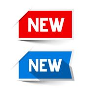 New Red and Blue Vector Paper Labels - Stickers Set