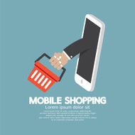 Shopping Basket Flying Out Mobile Phone