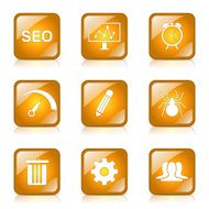 SEO Internet Sign Square Vector Yellow Icon Design Set 8 N12