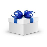 Vector Box with Blue Ribbon and Bow Isolated on Background N3