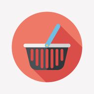 shopping basket flat icon with long shadow eps10 N67
