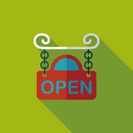 shopping store sign flat icon with long shadow eps10 N167