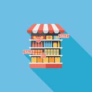 shopping grocery store flat icon with long shadow eps10 N8